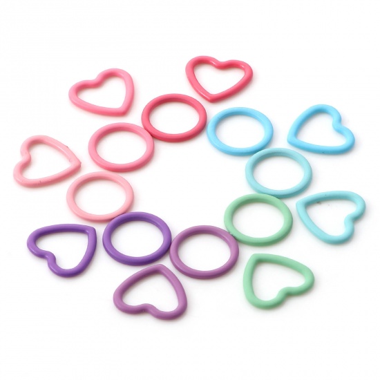 Picture of Zinc Based Alloy Knitting Stitch Markers Heart Round Multicolor