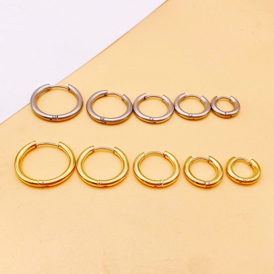 Picture of Stainless Steel Simple Hoop Earrings Multicolor Round