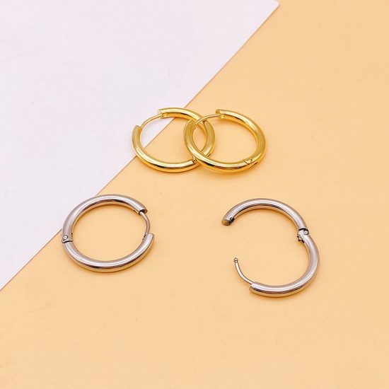 Picture of Stainless Steel Simple Hoop Earrings Multicolor Round