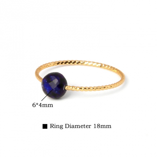 Picture of Gemstone ( Natural ) Unadjustable Simple Rings Gold Plated Multicolor Round 18mm(US Size 7.75)