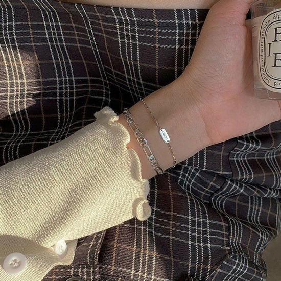 Bild von Ins Stil Armband Platin Plattiert 15cm lang, 1 Strang