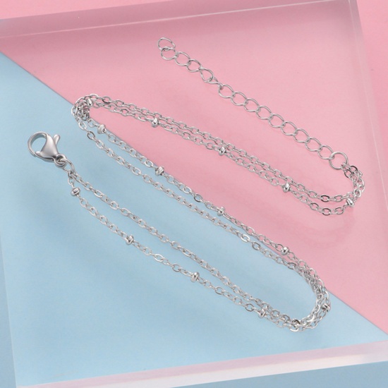 Picture of Stainless Steel Simple Link Cable Chain Multilayer Layered Anklet Multicolor 21cm(8 2/8") long