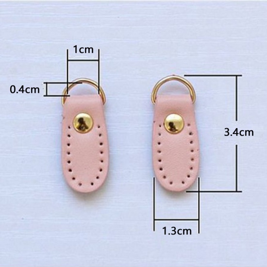 Picture of Real Leather Zipper Pull Tab DIY Bag Purse Accessories Multicolor 3.4cm x 1.3cm