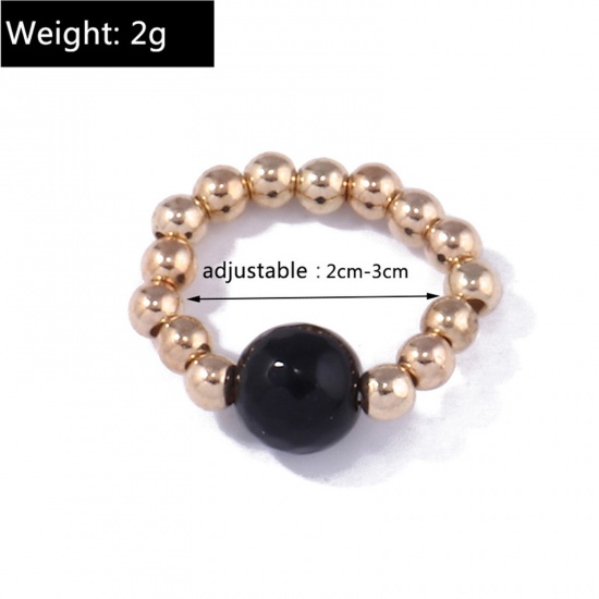 Picture of Stone Stylish Elastic Stretch Beaded Rings Gold Plated Multicolor Ball 20mm(US Size 10.25)