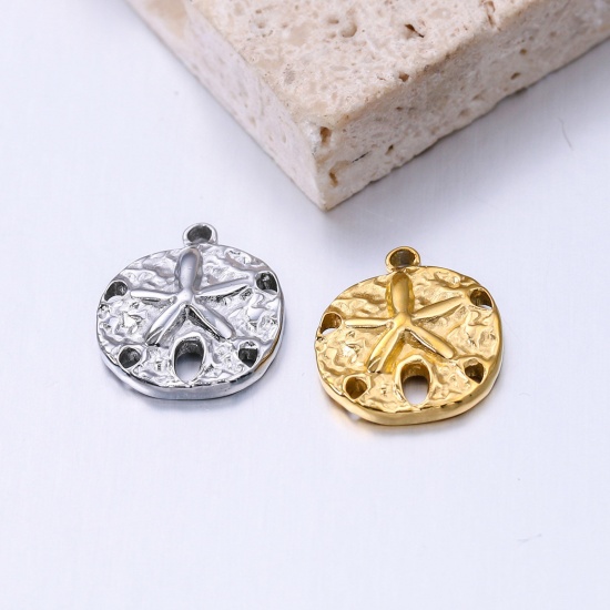 Immagine di Acciaio Inossidabile Gioielli Oceanici Charms Tondo Multicolore Stella Marina 17mm x 15mm, 1 Pz