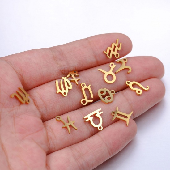 Picture of Stainless Steel Charms Multicolor Constellation Polished 9.5mm x 9.5mm, 5 PCs