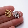 Image de Breloques en Acier Inoxydable Galaxie Demi Lune Multicolore Oeil de la Providence/ Oeil Qui Voit Tout Creux 17mm x 15mm , 2 Pcs