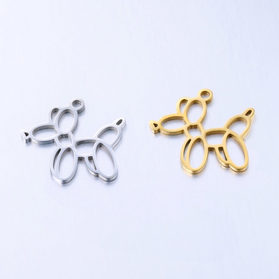 Immagine di Acciaio Inossidabile Charms Palloncino Multicolore Cane Filigrana 18mm x 16.5mm, 3 Pz