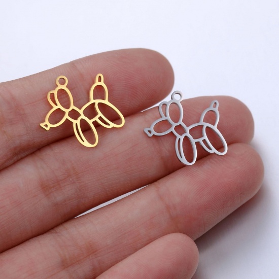 Immagine di Acciaio Inossidabile Charms Palloncino Multicolore Cane Filigrana 18mm x 16.5mm, 3 Pz