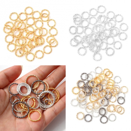 Picture of Iron Based Alloy Open Jump Rings Findings Round Multicolor Engraving