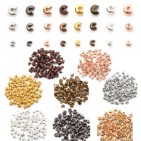 Picture of Iron Based Alloy Crimp Beads Cover Round Multicolor Open