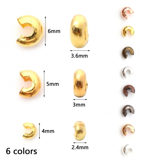 Immagine di Lega di Ferro Schiaccini Perline Tondo Multicolore Aperto 100 Pz