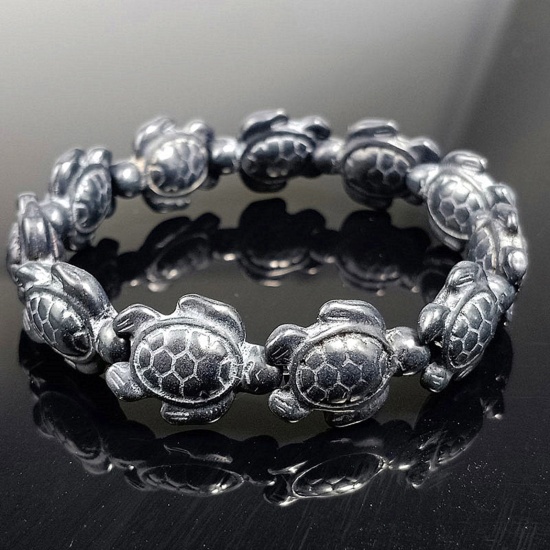 Immagine di Turchese Gioielli Oceanici ( Imitazione ) Bracciali Delicato bracciali delicate braccialetto in rilievo Tartaruga Elastico 18.5cm Lunghezza, 1 Pz