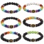 Image de Bracelets Raffinés Bracelets Délicats Bracelet de Perles Yoga en Pierre Multicolore Mantra Bouddhiste à Six Mots Elastique 19cm long, 1 Pièce