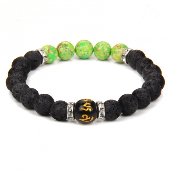 Immagine di Pietra Yoga Bracciali Delicato bracciali delicate braccialetto in rilievo Multicolore Mantra Buddista delle Sei Parole Elastico 19cm Lunghezza, 1 Pz