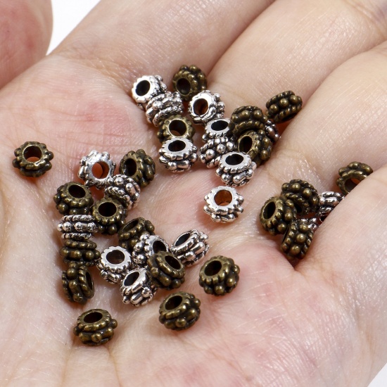 Picture of Zinc Based Alloy Spacer Beads Drum Multicolor Dot About 5mm x 3mm