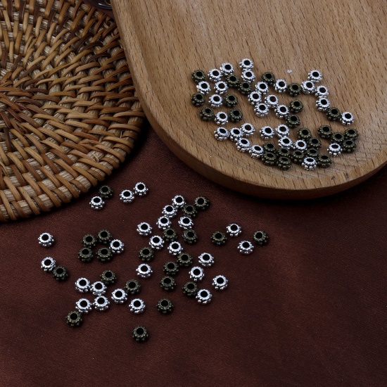 Picture of Zinc Based Alloy Spacer Beads Drum Multicolor Dot About 5mm x 3mm