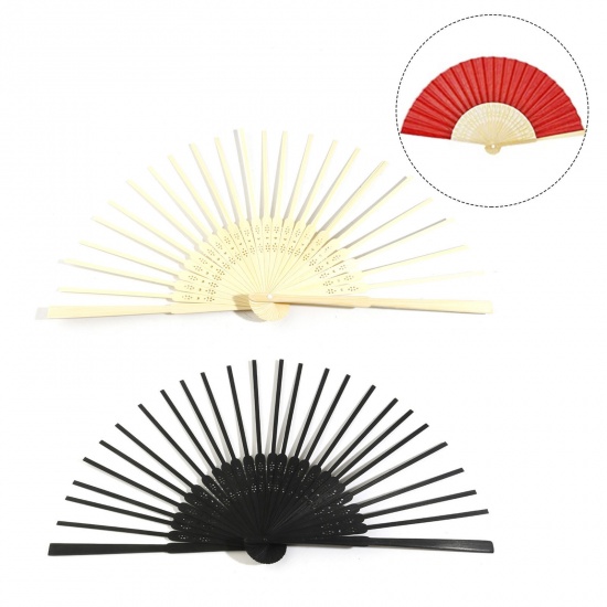 Picture of Bamboo Japanese Style Folding Fan Ribs DIY Handmade Craft Multicolor Hollow 21cm x 2.2cm