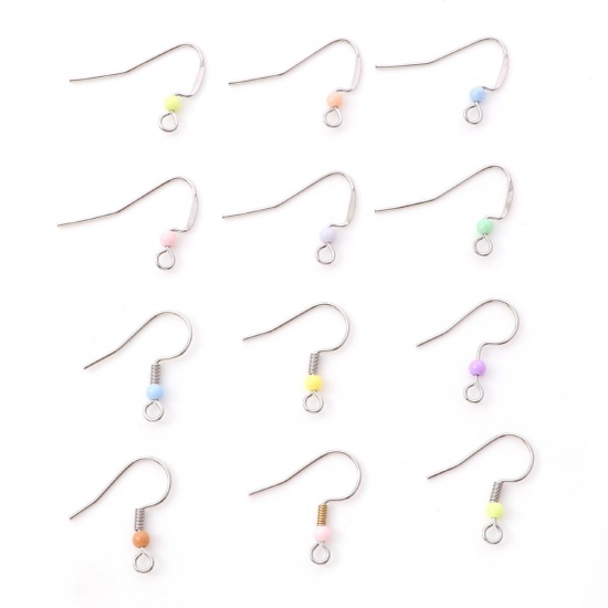 Picture of Stainless Steel Ear Wire Hooks Earring At Random Color With Loop