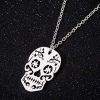 Picture of Stainless Steel Halloween Link Cable Chain Necklace Multicolor Skull Filigree Hollow 45cm(17 6/8") long