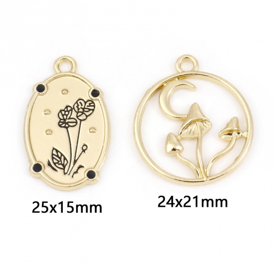 Picture of Zinc Based Alloy Charms Gold Plated Flower Mushroom
