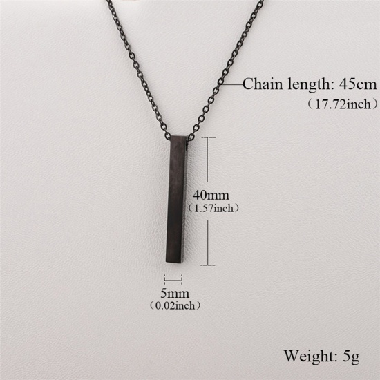 Bild von Edelstahl Halskette Bunt Rechteck Blank Schild zu Gravieren Vier Seiten 45cm lang, 1 Strang