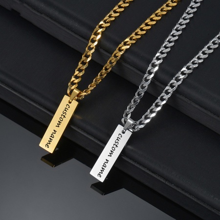 Stainless Steel Necklace Multicolor Rectangle Blank Stamping Tags Two Sides 48cm(18 7/8") long