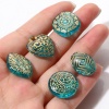 Picture of Acrylic Retro Beads Tulip Flower Green Blue Round Pattern