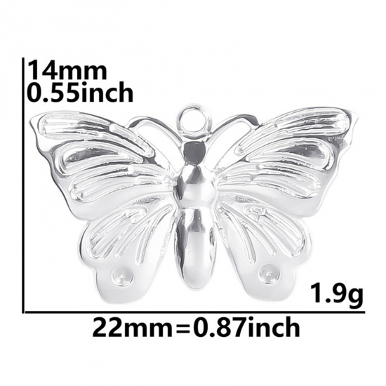 Immagine di Acciaio Inossidabile Insetto Charms Farfalla Multicolore 22mm x 14mm, 2 Pz