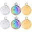 Immagine di Acciaio Inossidabile Galassia Charms Tondo Multicolore ( Può tenere 1mm Adatto Strass Indietro) Luna 20mm x 16mm, 2 Pz