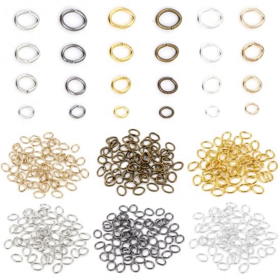 Picture of Iron Based Alloy Open Jump Rings Findings Oval Multicolor