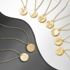 Bild von Hypoallergenic Simple & Casual Birth Month Flower 14K Gold Plated Copper Link Cable Chain Round Flower Pendant Necklace For Women Birthday 42cm(16 4/8") long