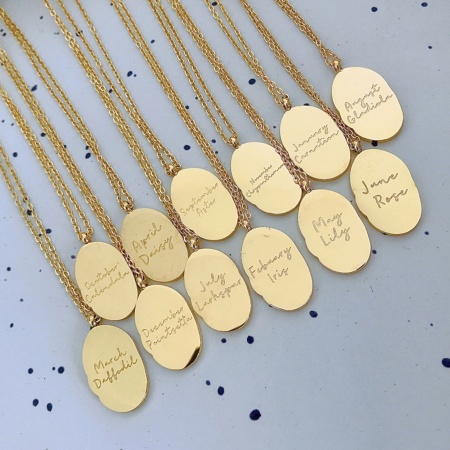 Hypoallergenic Simple & Casual Birth Month Flower 18K Gold Plated 316 Stainless Steel Rolo Chain Oval Flower Pendant Necklace For Women Birthday 40cm(15 6/8") long