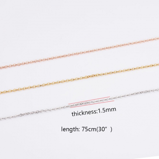 Picture of Stainless Steel Link Cable Chain Necklace Multicolor 75cm(29 4/8") long
