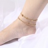 Picture of 1 Piece Vacuum Plating 304 Stainless Steel Anklet Gold Plated Flower Evil Eye