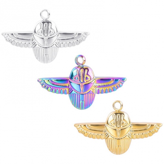 Image de Breloques en Acier Inoxydable Halloween Hibou Multicolore 20mm x 12mm , 2 Pcs