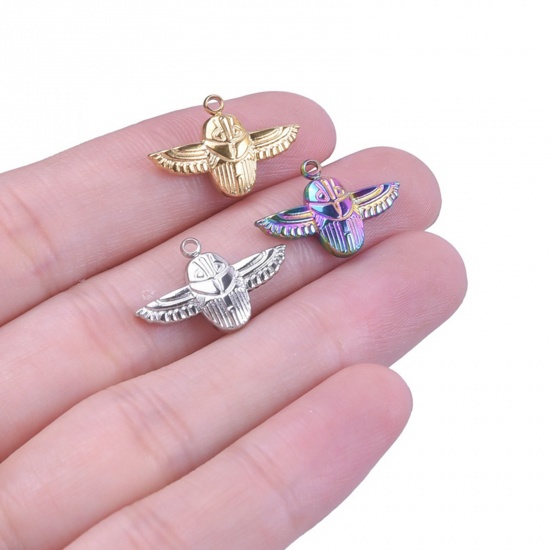 Image de Breloques en Acier Inoxydable Halloween Hibou Multicolore 20mm x 12mm , 2 Pcs