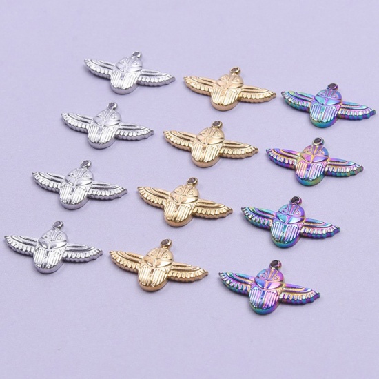 Image de Breloques en Acier Inoxydable Halloween Hibou Multicolore 20mm x 12mm , 2 Pcs