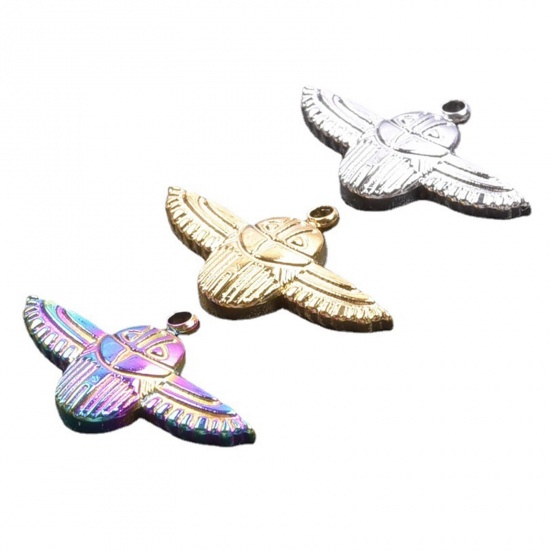 Image de Breloques en Acier Inoxydable Halloween Hibou Multicolore 20mm x 12mm , 2 Pcs