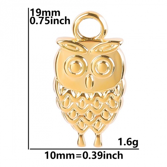 ステンレス鋼 ハロウィン チャーム フクロウ 多色 19mm x 10mm、 2 個 の画像