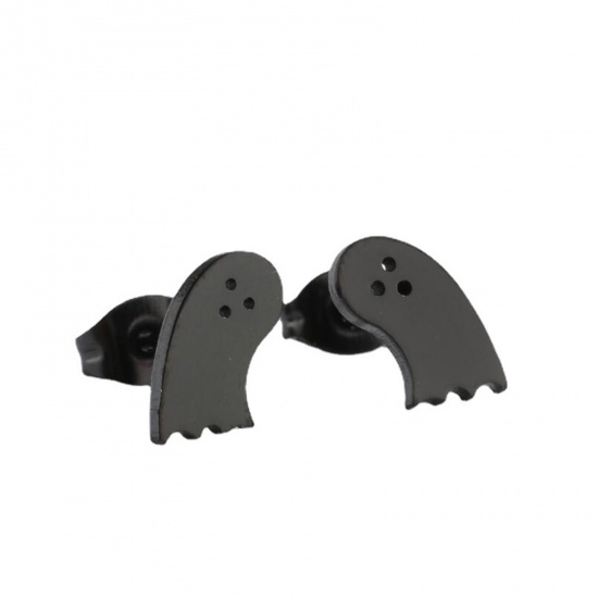 Picture of Stainless Steel Halloween Ear Post Stud Earrings Multicolor Ghost 10mm x 6mm