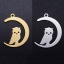 Imagen de Acero Inoxidable Halloween Colgantes Charms Luna Media Multicolor Búho 23.5mm x 17.5mm, 5 Unidades