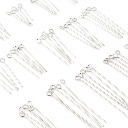 Lega di Ferro Occhi Spilli Tono Argento 0.7mm (21 misura), 500 Pz