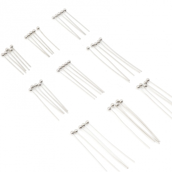 Picture of Brass Ball Head Pins Silver Tone 0.5mm (24 gauge)                                                                                                                                                                                                             