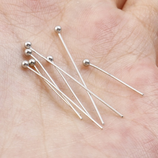 Picture of Brass Ball Head Pins Silver Tone 0.5mm (24 gauge)                                                                                                                                                                                                             