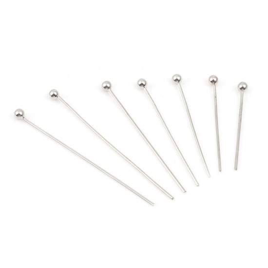 Picture of Brass Ball Head Pins Silver Tone 0.5mm (24 gauge)                                                                                                                                                                                                             