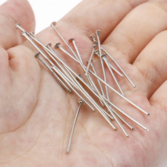 Picture of Iron Based Alloy Head Pins Silver Tone 0.8mm (20 gauge)