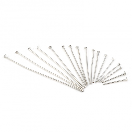 Picture of Iron Based Alloy Head Pins Silver Tone 0.8mm (20 gauge)