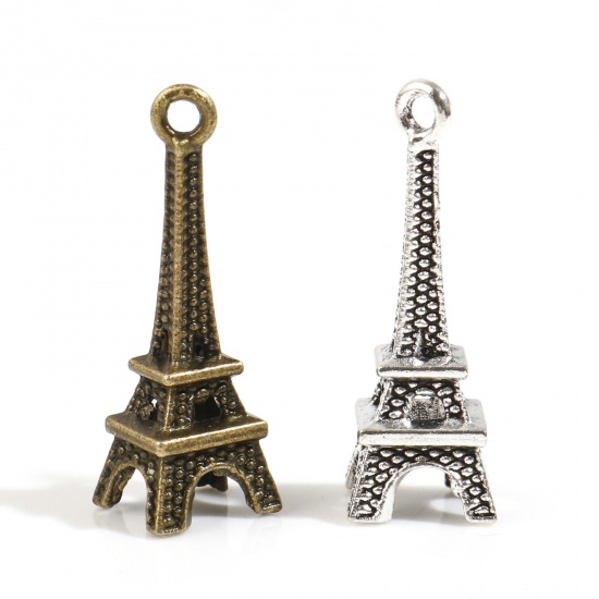 Picture of Zinc Based Alloy Travel Charms Multicolor Eiffel Tower 3D 24mm x 8mm