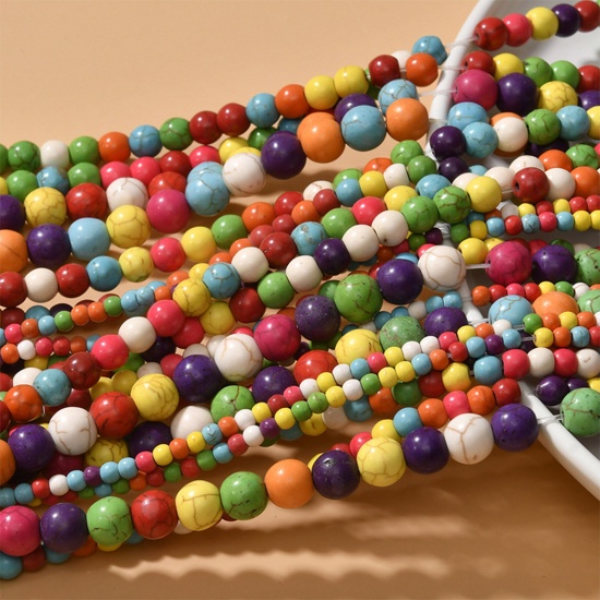 Immagine di Turchese ( Sintetico ) Stile Ins Perline Tondo Multicolore 1 Filo